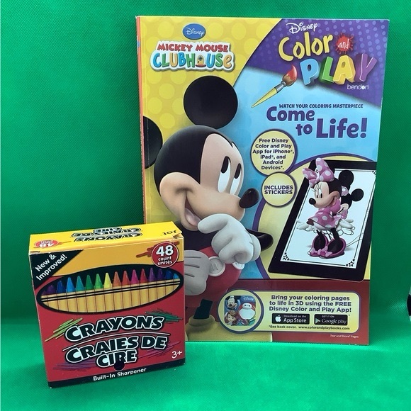 Disney Colour And Play Colouring Book With Crayons - Picture 1 of 5